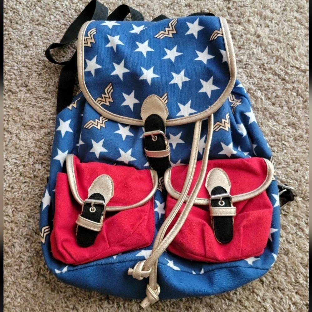 Kids Women's DC Comics Marvel Wonder Woman Originals Red & Blue Satchel Book Bag